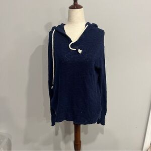 J. Crew Teddie Navy Blue Hoodie Knit Sweater XXS